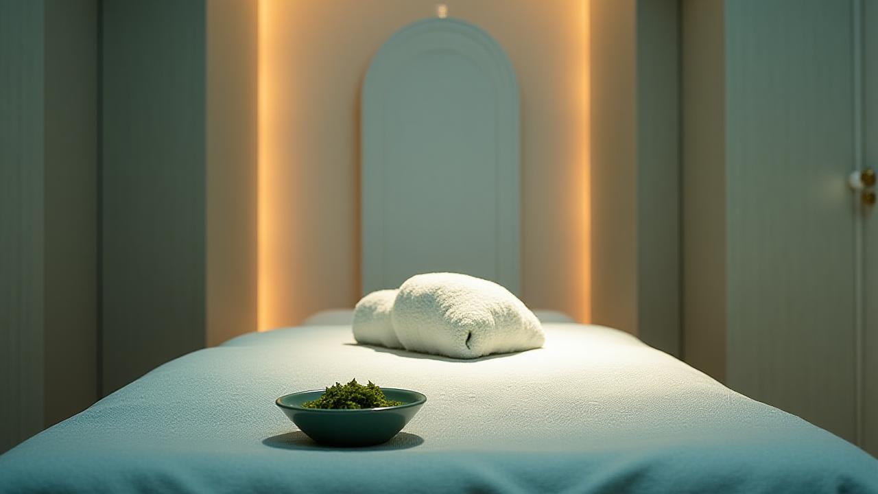 프라이빗하게 꾸며진 1인용 해조류 랩핑 룸